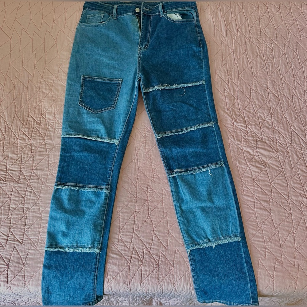Patchwork Straight Jeans